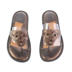 Born Brown Leather/Disc Thong Flip Flops size 7.5